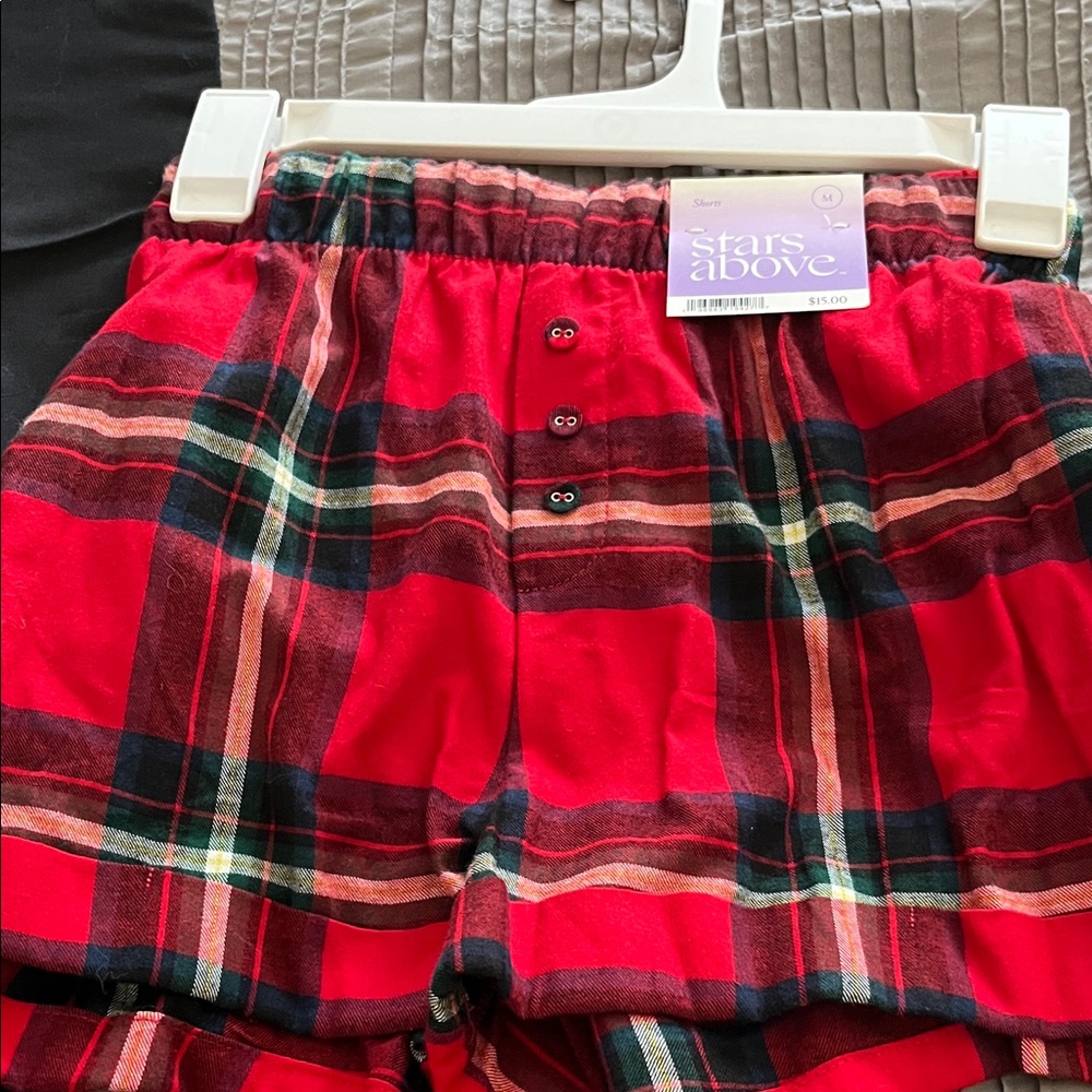 Stars Above Women's pajama Plaid Shorts - Red and Green